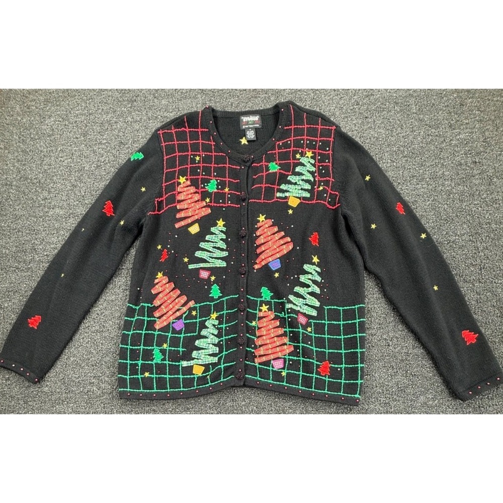 Vintage 90s Designers Originals  Christmas Cardigan Sweater Womens‎ M